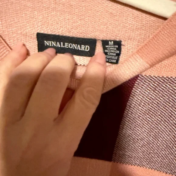 Nina Leonard Pink and Burgundy Knit midi dress - Picture 2 of 2